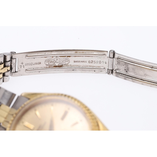 180 - A LADY'S 18CT GOLD OYSTER PERPETUAL LADY-DATEJUST WRISTWATCH BY ROLEX. signed circular gold coloured... 