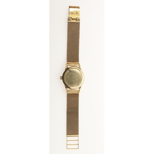 183 - AN 18CT GOLD WRISTWATCH BY ZENITH. the signed gold coloured dial with Arabic quarters and dot numera... 