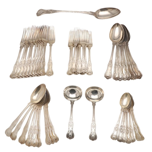 2 - A LATE VICTORIAN PART-CANTEEN OF KING'S PATTERN SILVER FLATWARE. to include 8 tablespoons, 11 table ... 