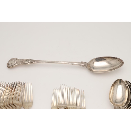 2 - A LATE VICTORIAN PART-CANTEEN OF KING'S PATTERN SILVER FLATWARE. to include 8 tablespoons, 11 table ... 