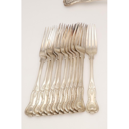 2 - A LATE VICTORIAN PART-CANTEEN OF KING'S PATTERN SILVER FLATWARE. to include 8 tablespoons, 11 table ... 