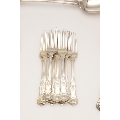 2 - A LATE VICTORIAN PART-CANTEEN OF KING'S PATTERN SILVER FLATWARE. to include 8 tablespoons, 11 table ... 