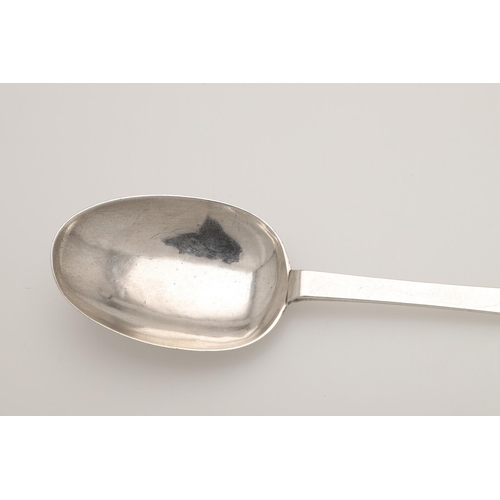 20 - A WILLIAM & MARY SILVER LACE-BACK TREFID SPOON. with a raised rattail and foliate scroll decoration,... 