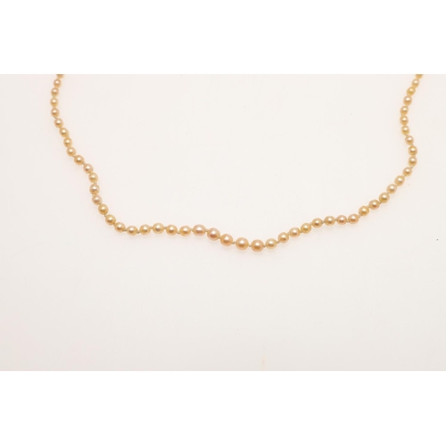 236 - A SINGLE ROW GRADUATED NATURAL PEARL NECKLACE. the pearls graduate from approximately 2.1 to 4.0mm t... 