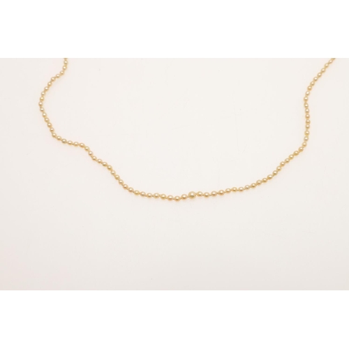 238 - A SINGLE ROW NATURAL PEARL NECKLACE. the pearls graduate from approximately 1.6 to 3.2mm to a clasp ... 