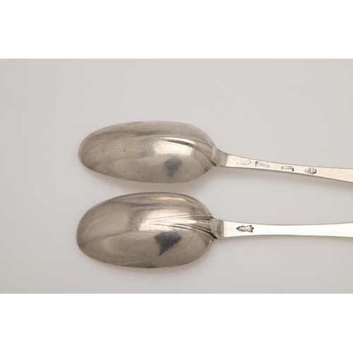 24 - AN EARLY 18TH CENTURY SILVER TREFID SPOON. with a ribbed rattail and scratch-engraved on the back of... 