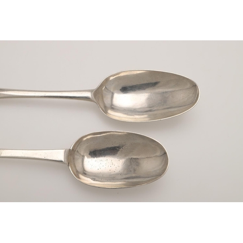 24 - AN EARLY 18TH CENTURY SILVER TREFID SPOON. with a ribbed rattail and scratch-engraved on the back of... 