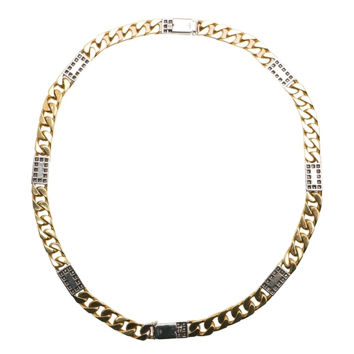 263 - AN 18CT GOLD AND DIAMOND NECKLACE CONVERTNG INTO TWO BRACELETS BY DAVID MORRIS. formed with sections... 