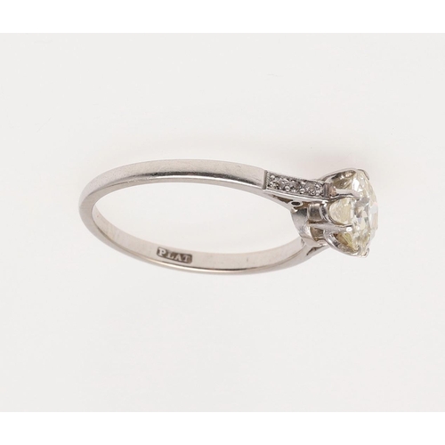 264 - A DIAMOND SOLITAIRE RING. the circular old brilliant-cut diamond weighs approximately 1.25 carats an... 