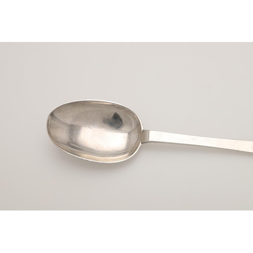 27 - A WILLIAM & MARY SILVER LACE-BACK TREFID SPOON. with a ribbed rattail and foliate scroll decoration,... 