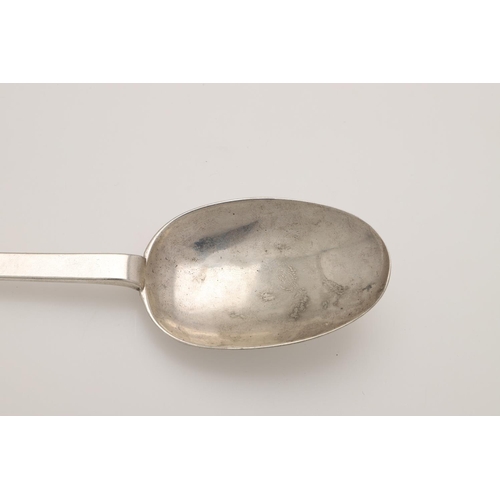 28 - A WILLIAM & MARY SILVER TREFID SPOON. with a moulded rattail, the back of the terminal prick-engrave... 