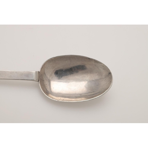 29 - A WILLIAM & MARY SILVER TREFID SPOON. with a moulded rattail, the back of the terminal scratch-engra... 