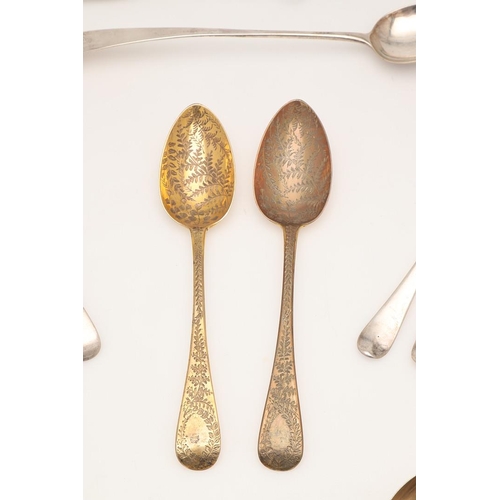 3 - MIXED SILVER FLATWARE. to include 7 George II Hanoverian pattern tablespoons, 7 Old English pattern ... 