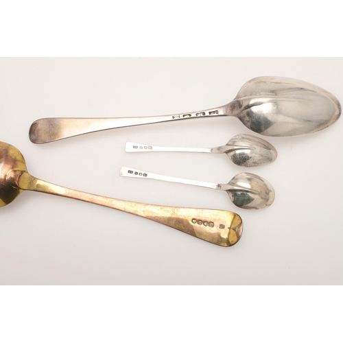 3 - MIXED SILVER FLATWARE. to include 7 George II Hanoverian pattern tablespoons, 7 Old English pattern ... 