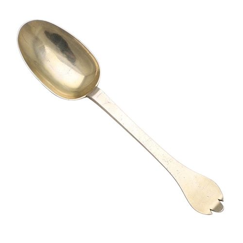 30 - A WILLIAM & MARY SILVERGILT TREFID SPOON. with a beaded rattail and scratch-engraved on the back of ... 