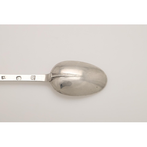 31 - A JAMES II SILVER TREFID SPOON. with a beaded rattail and scratch-engraved to the back of the termin... 