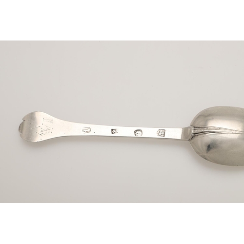 31 - A JAMES II SILVER TREFID SPOON. with a beaded rattail and scratch-engraved to the back of the termin... 