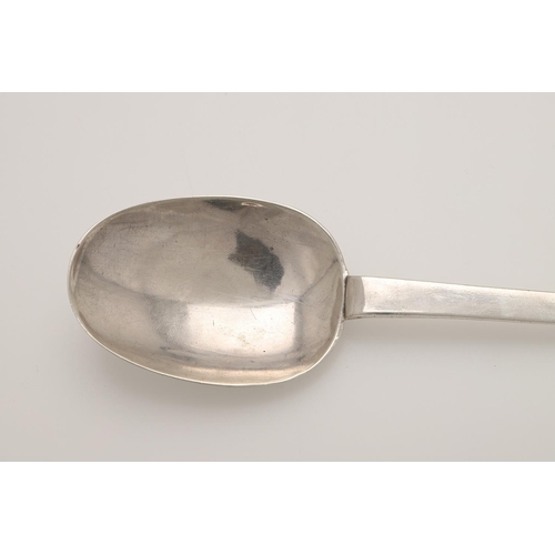 35 - A CHARLES II SILVER TREFID SPOON. the oval bowl with a ribbed & scrolling rattail and engraved on th... 