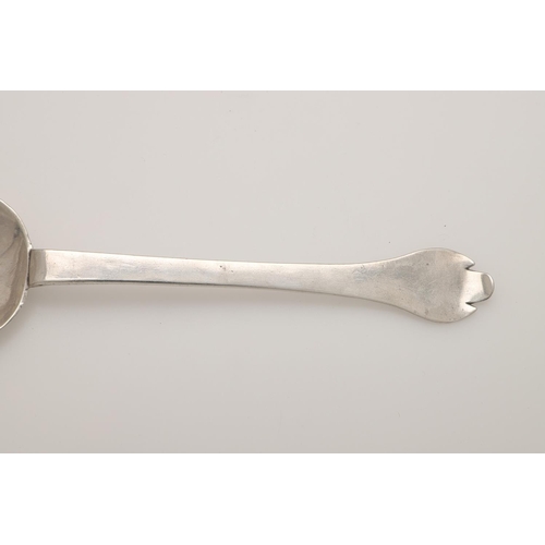 35 - A CHARLES II SILVER TREFID SPOON. the oval bowl with a ribbed & scrolling rattail and engraved on th... 