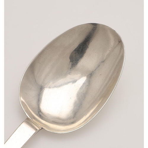 37 - A CHARLES II SILVER TREFID SPOON. with a ribbed rattail and scratch-engraved on the  back of the ter... 