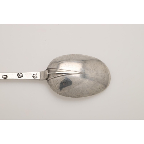 38 - A CHARLES II SILVER TREFID SPOON. with a ribbed rattail and prick-engraved on the  back of the termi... 