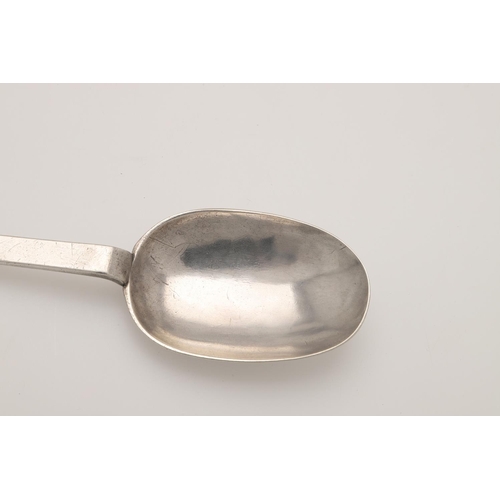 39 - A JAMES II SILVER TREFID SPOON. with a ribbed rattail and the back of the terminal engraved with scr... 