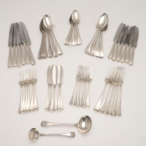 4 - A MATCHED 20TH CENTURY PART-CANTEEN OF SILVER FLATWARE & CUTLERY. Old English pattern, to include 5 ... 