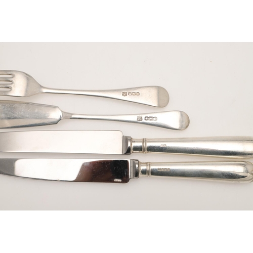 4 - A MATCHED 20TH CENTURY PART-CANTEEN OF SILVER FLATWARE & CUTLERY. Old English pattern, to include 5 ... 