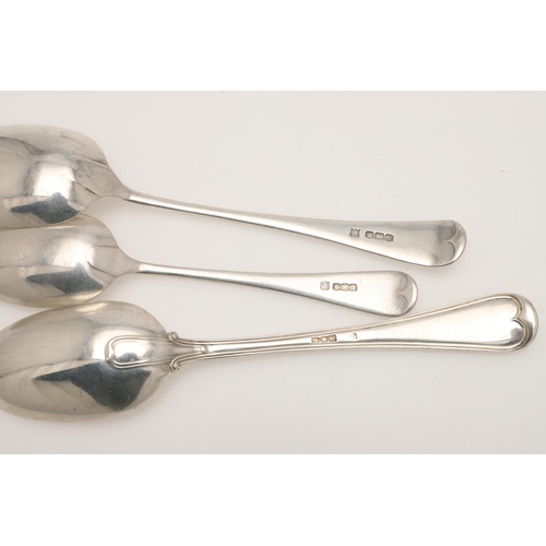 4 - A MATCHED 20TH CENTURY PART-CANTEEN OF SILVER FLATWARE & CUTLERY. Old English pattern, to include 5 ... 