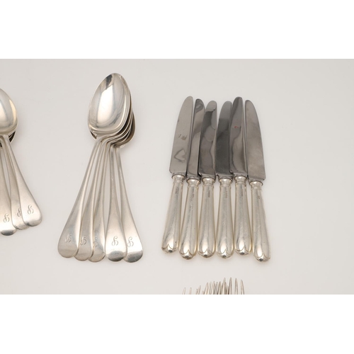 4 - A MATCHED 20TH CENTURY PART-CANTEEN OF SILVER FLATWARE & CUTLERY. Old English pattern, to include 5 ... 