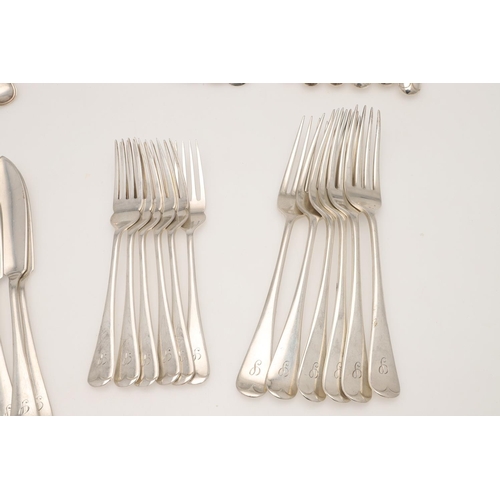 4 - A MATCHED 20TH CENTURY PART-CANTEEN OF SILVER FLATWARE & CUTLERY. Old English pattern, to include 5 ... 