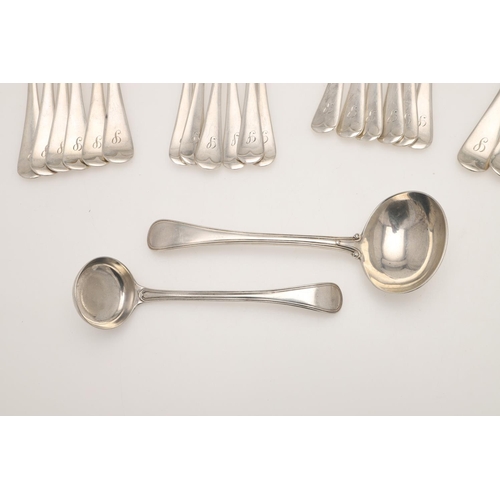 4 - A MATCHED 20TH CENTURY PART-CANTEEN OF SILVER FLATWARE & CUTLERY. Old English pattern, to include 5 ... 