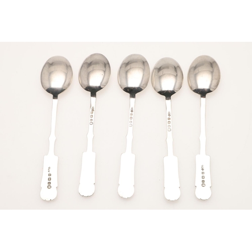 40 - A 20TH CENTURY CASED SET OF SIX SILVER TEA/ COFFEE SPOONS, BY GEORG JENSEN LTD. Cactus pattern (+ 2 ... 