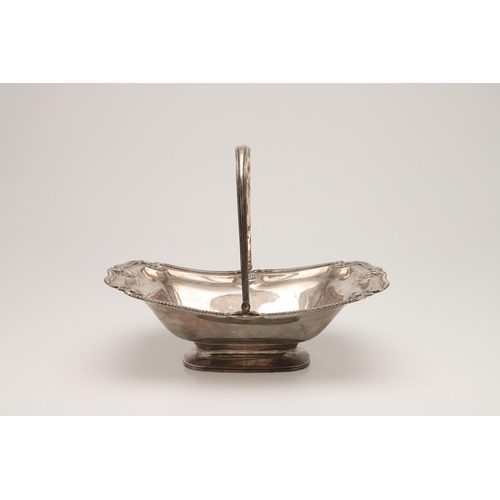 43A - A LATE 18TH/ EARLY 19TH CENTURY SWING-HANDLE SILVER BASKET. of shaped rectangular outline, with a to... 