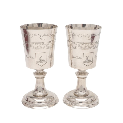 49 - TWO MODERN LIMITED EDITION COMMEMORATIVE SILVER GOBLETS. each modelled as a reproduction of The Hert... 