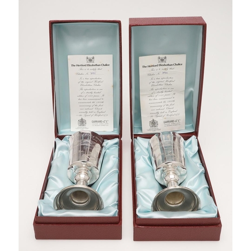 49 - TWO MODERN LIMITED EDITION COMMEMORATIVE SILVER GOBLETS. each modelled as a reproduction of The Hert... 