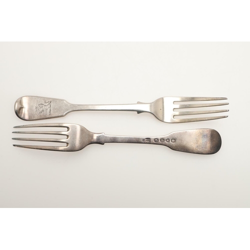 5 - MISCELLANEOUS SILVER FLATWARE. to include 12 table forks, 12 dessert forks and 2 Scottish toddy ladl... 