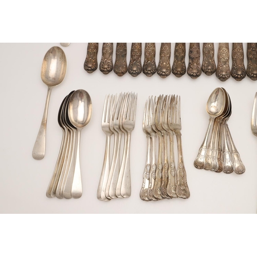 6 - SILVER FLATWARE & CUTLERY. to include 15 table forks and 6 dessert forks (Queen's pattern), crested,... 