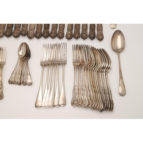 6 - SILVER FLATWARE & CUTLERY. to include 15 table forks and 6 dessert forks (Queen's pattern), crested,... 