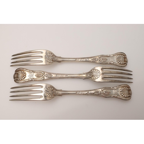 6 - SILVER FLATWARE & CUTLERY. to include 15 table forks and 6 dessert forks (Queen's pattern), crested,... 