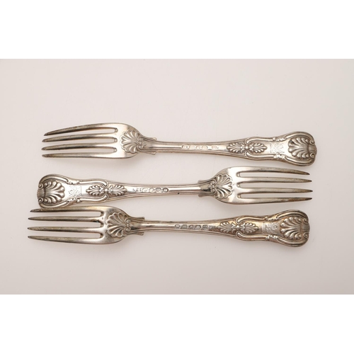 6 - SILVER FLATWARE & CUTLERY. to include 15 table forks and 6 dessert forks (Queen's pattern), crested,... 