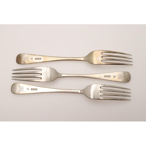 6 - SILVER FLATWARE & CUTLERY. to include 15 table forks and 6 dessert forks (Queen's pattern), crested,... 