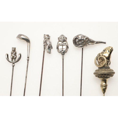 89 - A COLLECTION OF SIXTY-TWO VARIOUS HAT PINS. including examples decorated with enamel, animals & inse... 