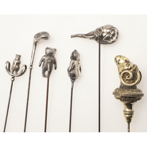 89 - A COLLECTION OF SIXTY-TWO VARIOUS HAT PINS. including examples decorated with enamel, animals & inse... 