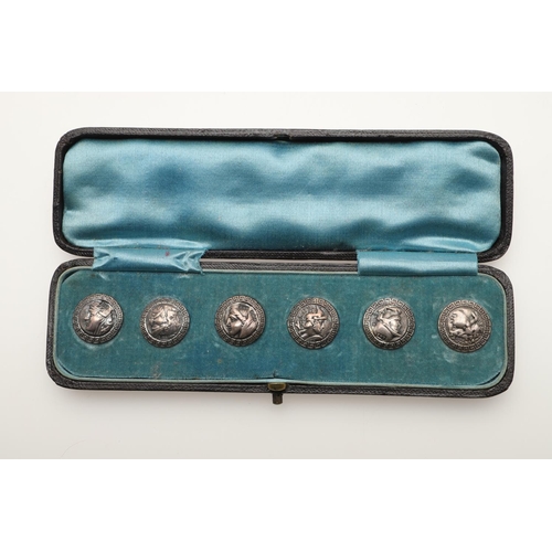 90 - SILVER BUTTONS:-. 6 cased sets of six buttons, 3 loose sets of six and 15 various buttons, mostly de... 