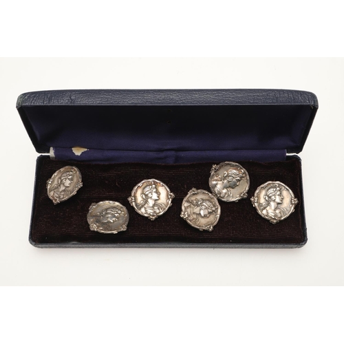 90 - SILVER BUTTONS:-. 6 cased sets of six buttons, 3 loose sets of six and 15 various buttons, mostly de... 