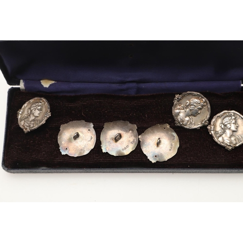 90 - SILVER BUTTONS:-. 6 cased sets of six buttons, 3 loose sets of six and 15 various buttons, mostly de... 