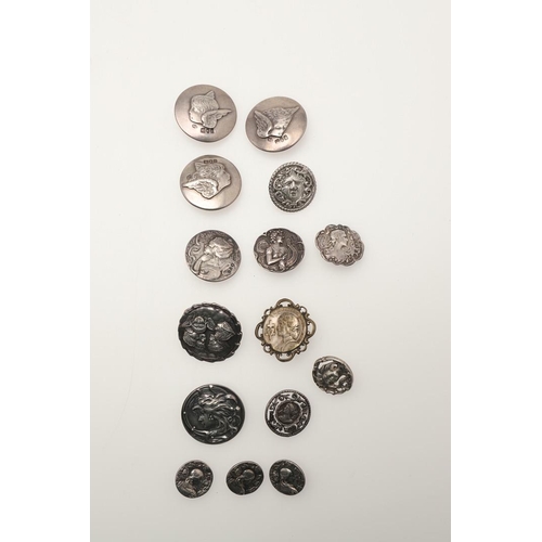 90 - SILVER BUTTONS:-. 6 cased sets of six buttons, 3 loose sets of six and 15 various buttons, mostly de... 