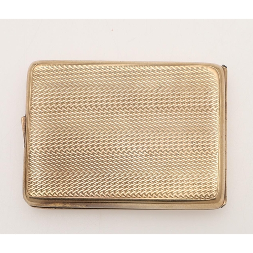 93 - A GEORGE V 9CT. GOLD BOOK-MATCH HOLDER. of rounded rectangular form and with engine-turned decoratio... 