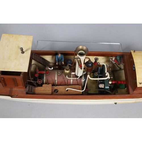 LARGE MODEL STEAM BOAT - 'MIRANDA'. A large steam driven model Steam ...